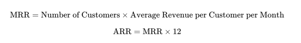 MRR and ARR financial metric business plan